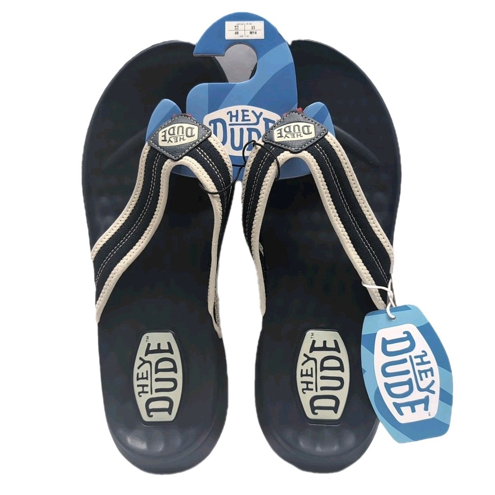 Hey Dude Myers Flip Americana Mens 13 Navy Blue Sandal Flipflop Beach NEW NWT